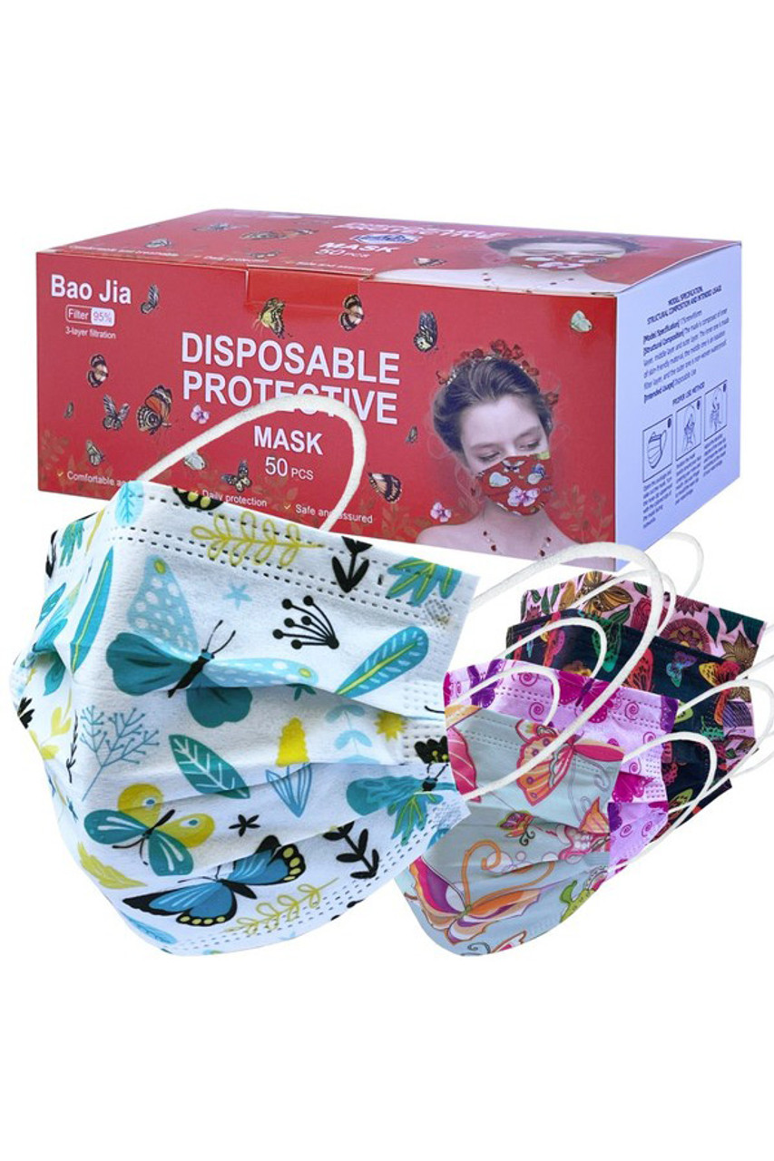 Buttery Fly Disposable Surgical Face Mask - 50 Pack