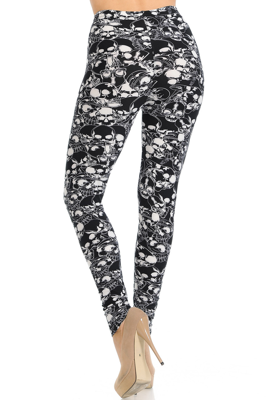 Buttery Smooth Black Layers of Skulls Leggings