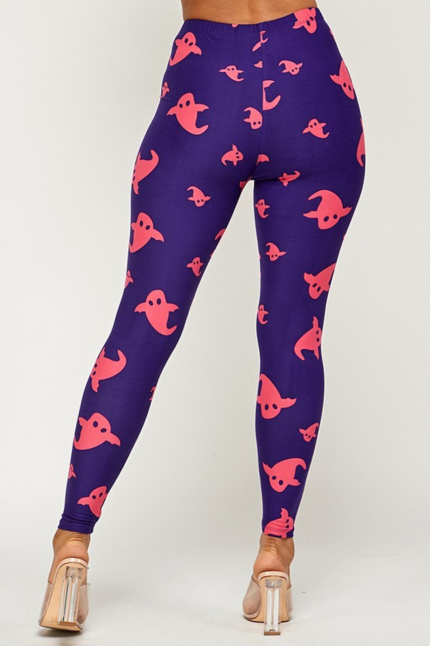 Back side image of Buttery Soft Playful Ghosts Leggings showing off a body-hugging fit.