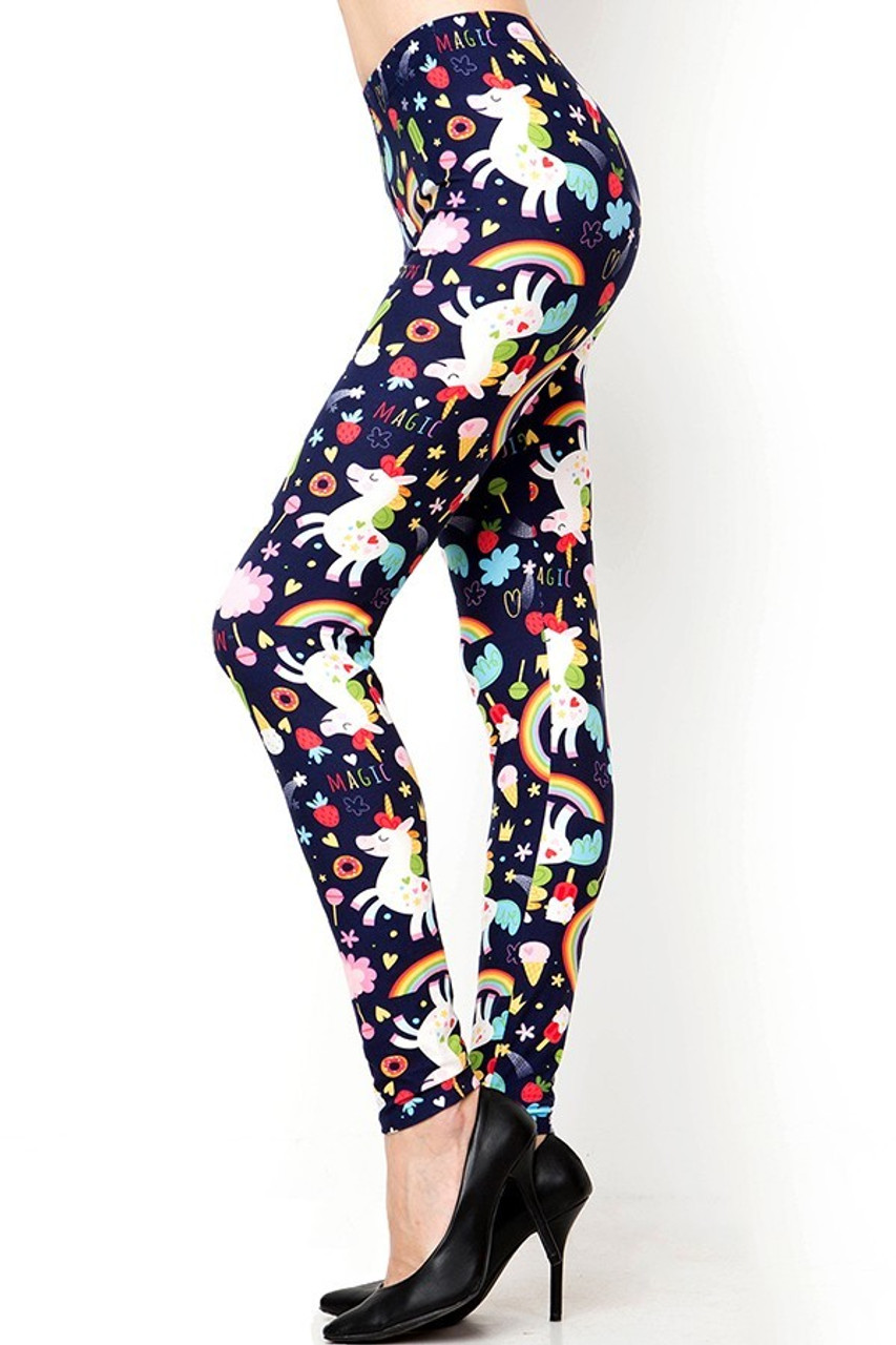 Wholesale Buttery Smooth Rainbow Marijuana Extra Plus Size Leggings - 3X-5X