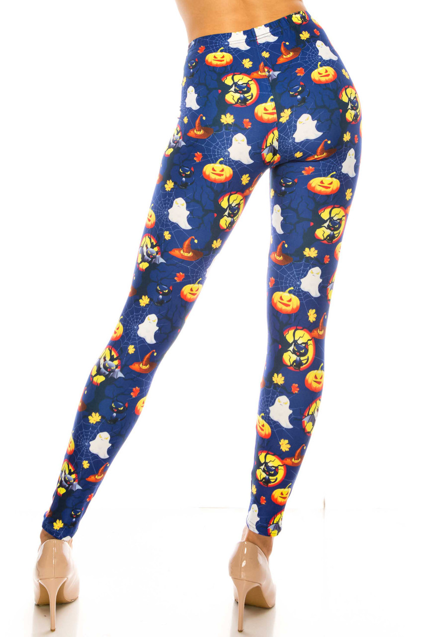 Back side image of Creamy Soft Halloween Critters Extra Plus Size Leggings - 3X-5X - USA Fashion™ with a fun design and flattering fit.