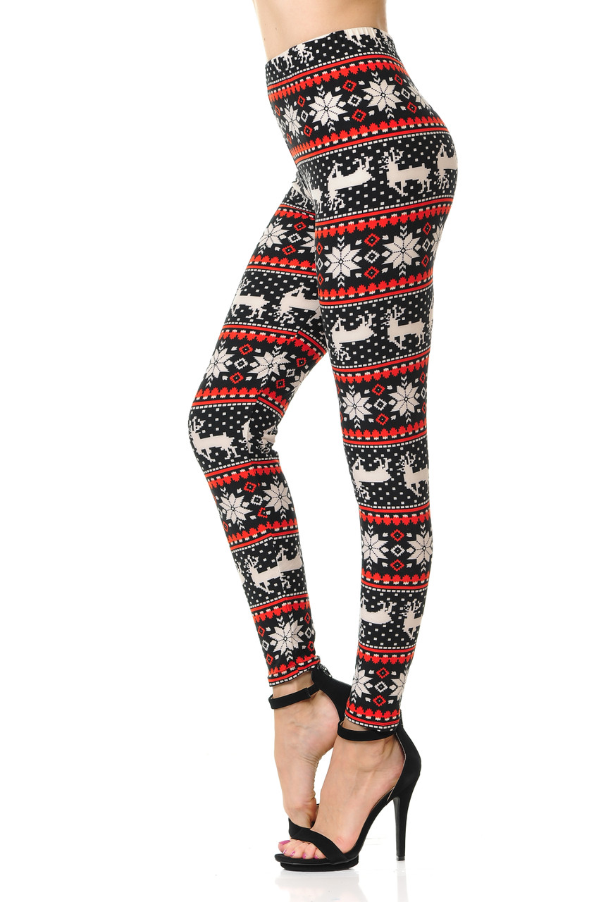 Christmas Reindeer Print Skinny Leggings, Casual Elastic Waist Stretchy  Leggings, Women's Clothing