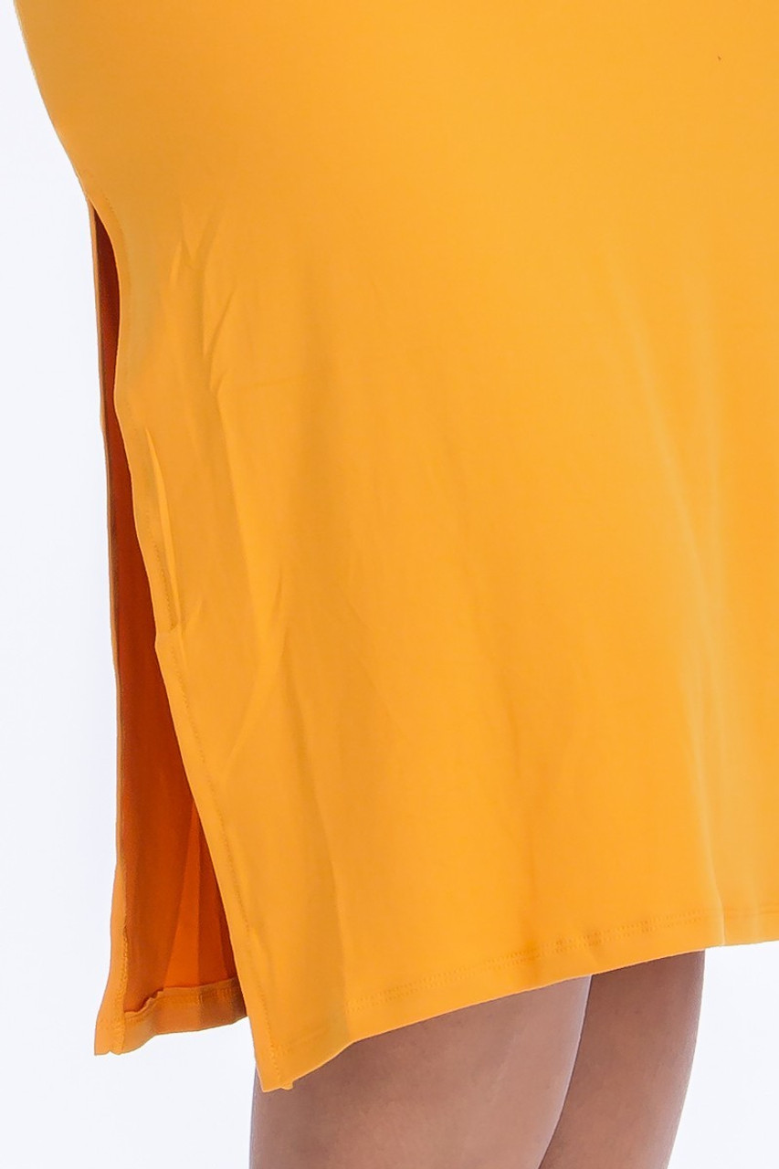 Short Sleeve Double Side Slit Midi Dress