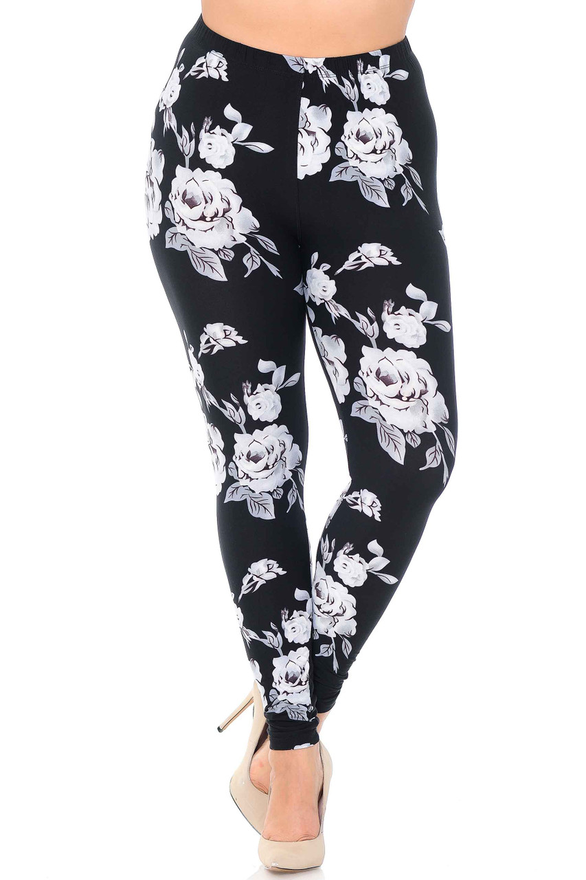 Buttery Smooth Painted Floral Extra Extra Plus Size Leggings - 3X-5X