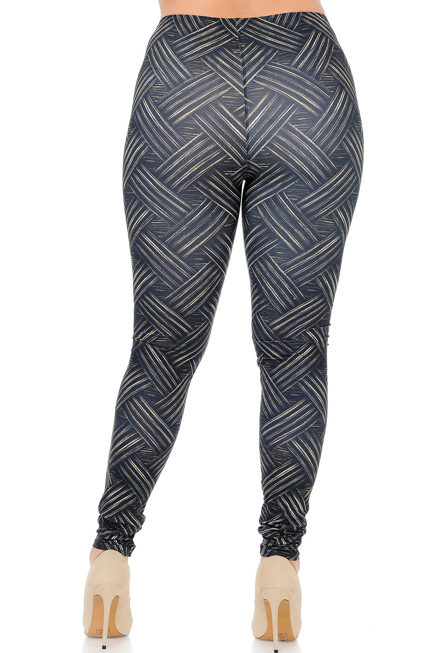 Creamy Soft Bronzed Banded Crisscross Plus Size Leggings - Signature Collection