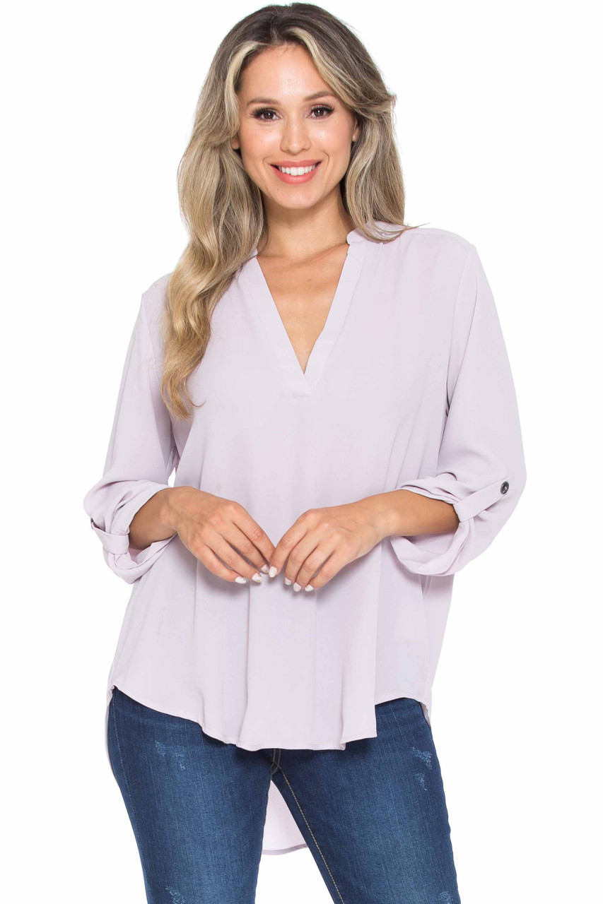 Solid Loose Fit Collared Summer Casual Top