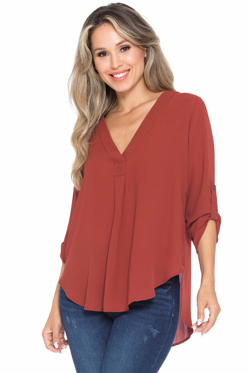 Solid Loose Fit Collared Summer Casual Top