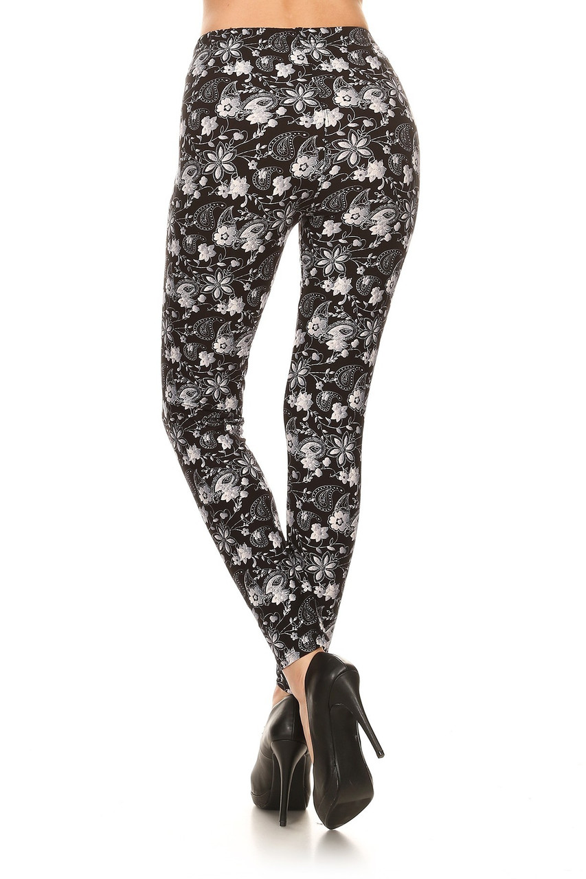 Buttery Smooth Monochrome Floral Paisley Leggings