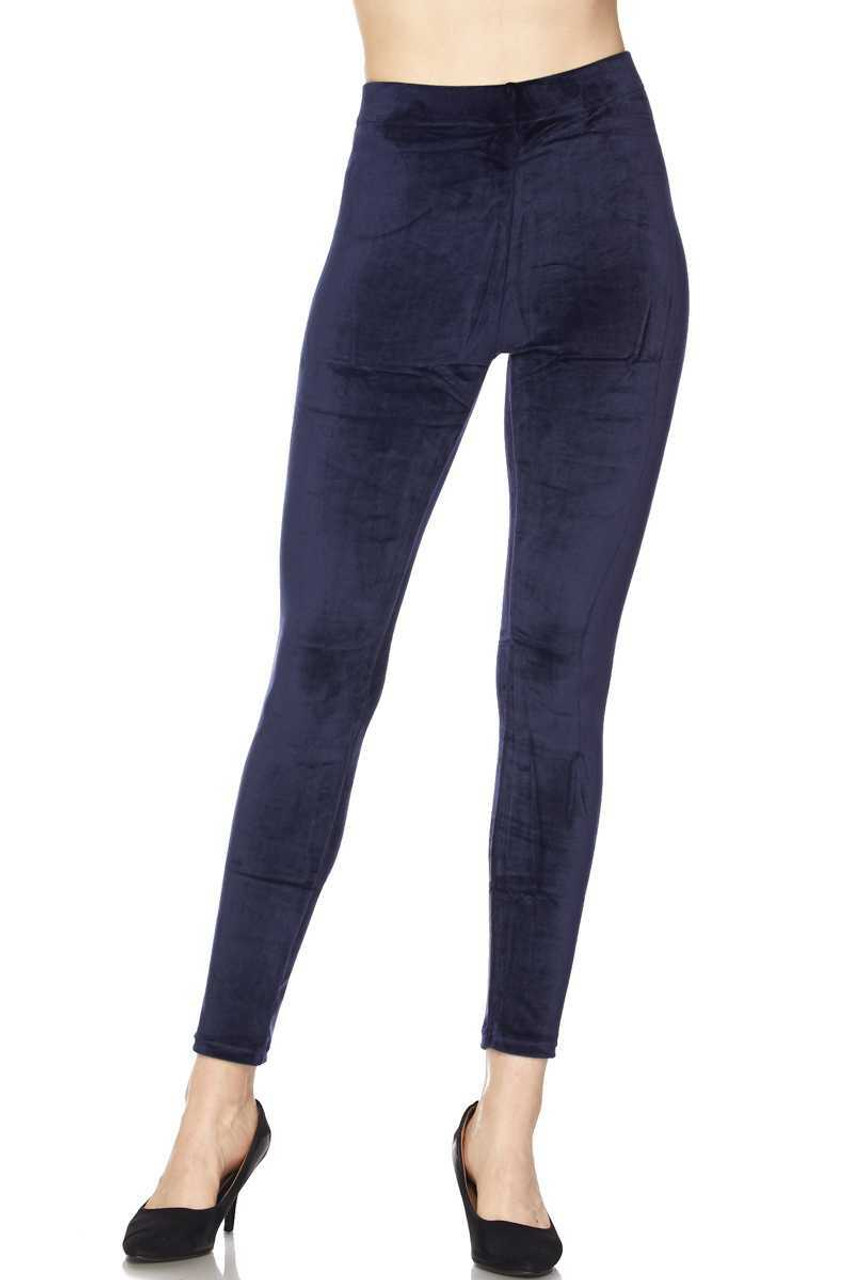 Solid Brushed Velour Velvet Plus Size Leggings