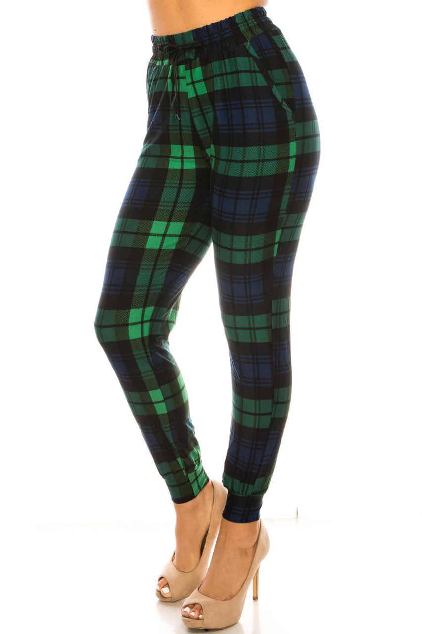 Buttery Soft Green Plaid Joggers