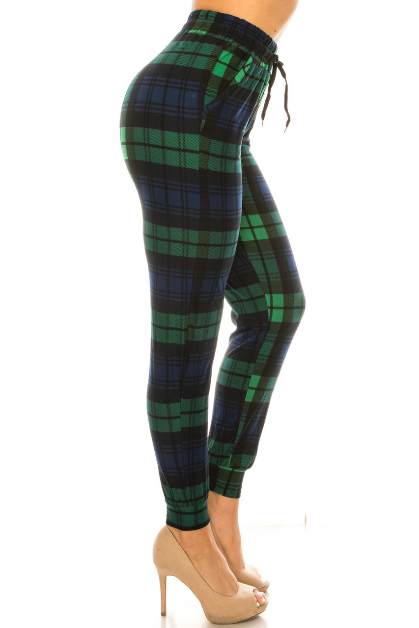 Buttery Soft Green Plaid Joggers