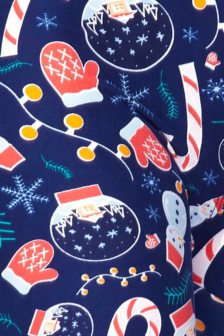 Close up fabric swatch of Buttery Smooth Memories of Christmas Plus Size Leggings