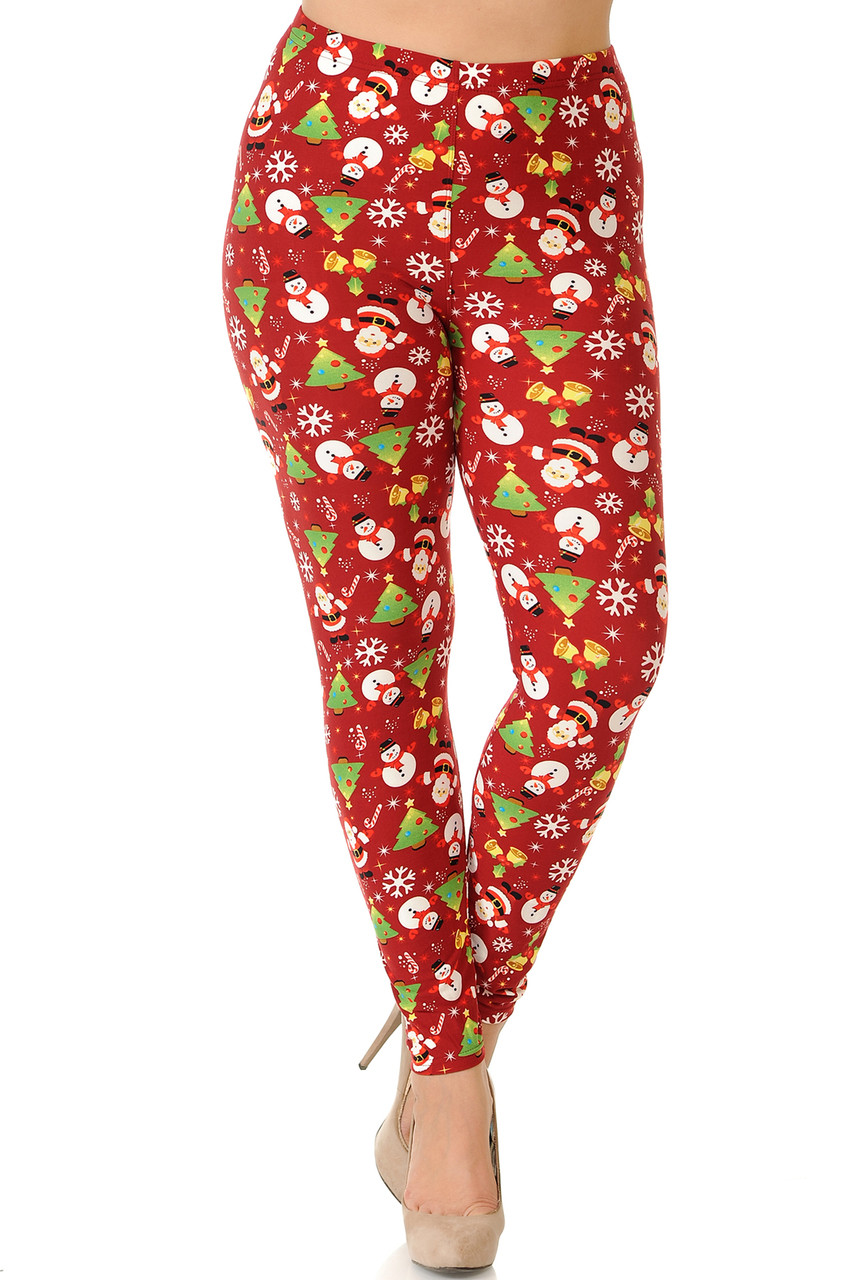 Buttery Soft Festive Christmas Delight Extra Plus Size Leggings - 3X-5X
