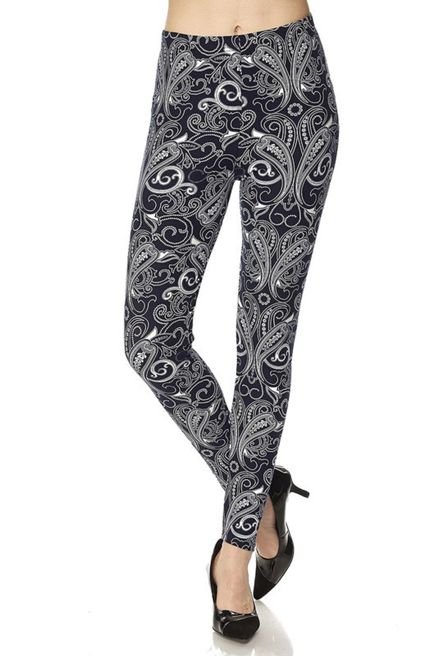 Buttery Smooth Navy Paisley Leggings