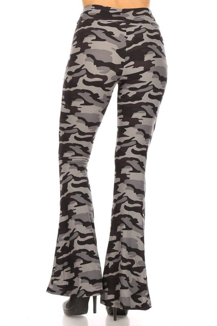 Buttery Smooth Monochrome Camouflage Bell Bottom Leggings
