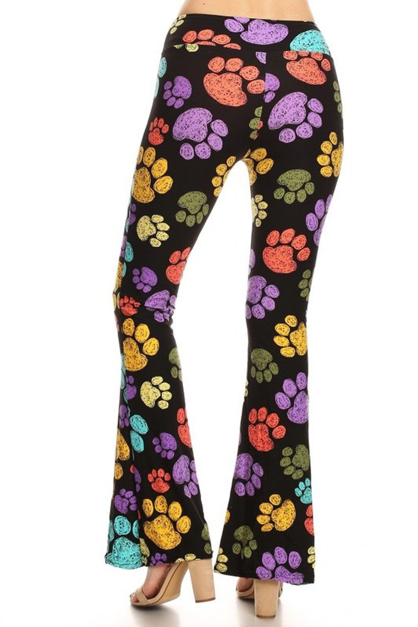 Buttery Smooth Paw Print Bell Bottom Leggings