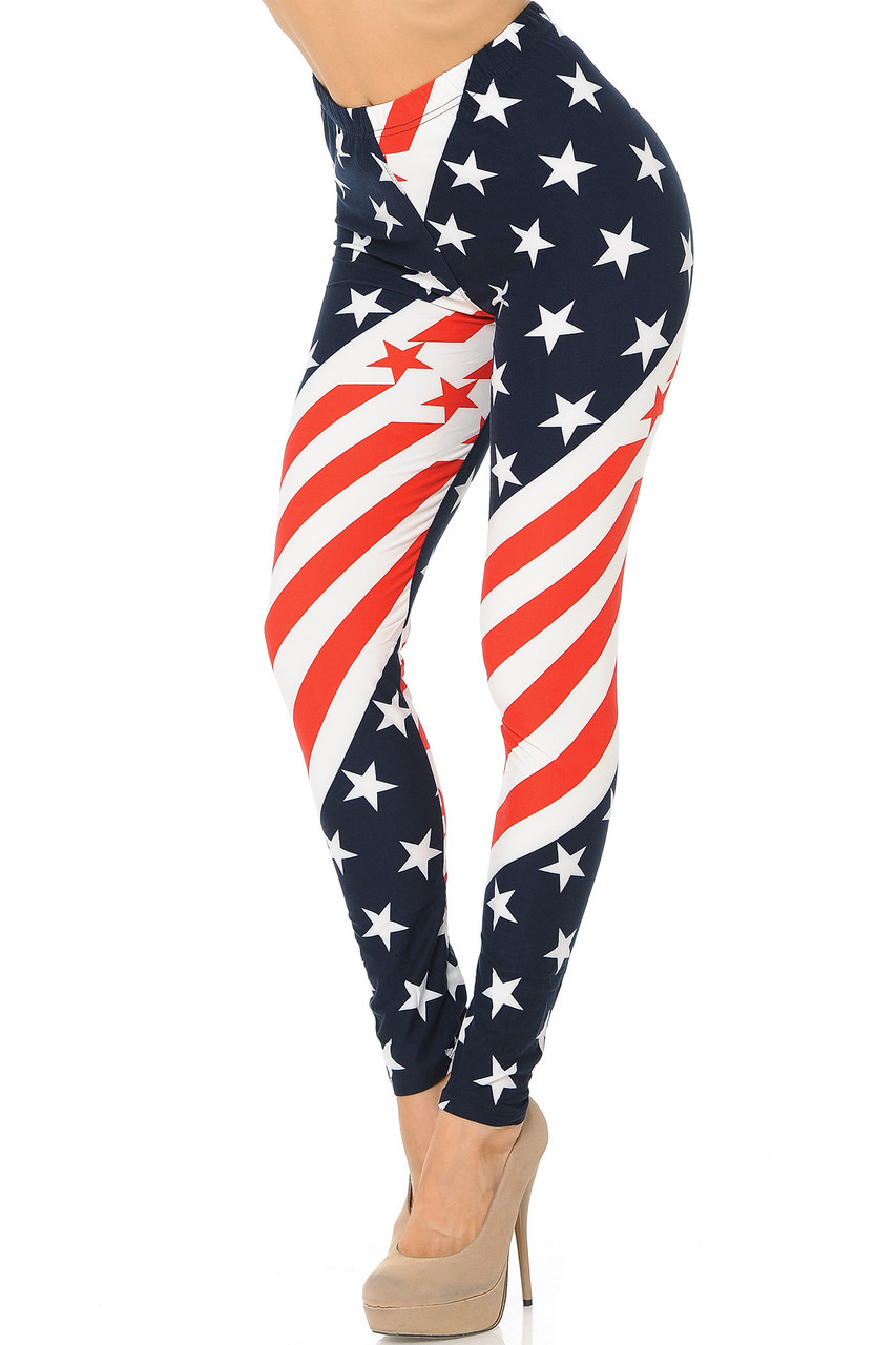 Buttery Smooth Twisting USA Flag Plus Size Leggings