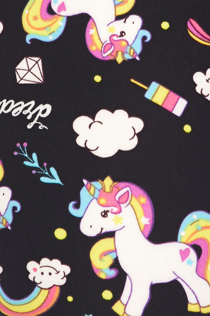 Close up swatch of Buttery Smooth Rainbow Unicorn Leggings