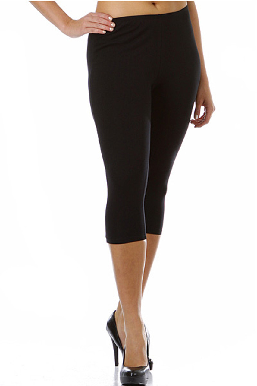 Ellos Women's Plus Size Knit Capri Leggings, 42/44 - Black Reptile