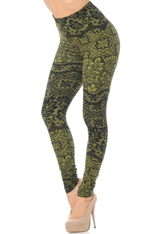 Women's Printed Leggings Leaf Pattern Full-Length Casual Soft Yoga