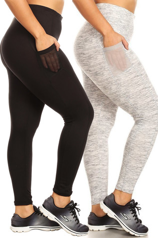 Workout Leggings with Pockets for Women Plus Size 2 Piece,High