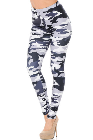 DAVIDO Womens Original Plus size ARMY green Camo Camouflage SOFT Leggings  One Size Fits All - Fits 1X - 3X