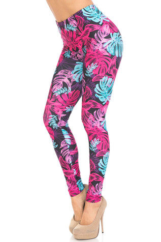Pink Flower Women's Capris Tights, Princess Rose Floral Designer Casual  38–40 UPF Capri Leggings Activewear Outfit - Made in USA/EU/MX (US Size: XS-XL)
