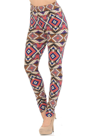 Multicolor Geo Pattern High Waist Tights (120 ILS) ❤ liked on