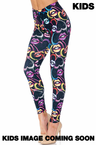 Wholesale Buttery Smooth Stripes Love and Kisses Plus Size Leggings - 3X-5X