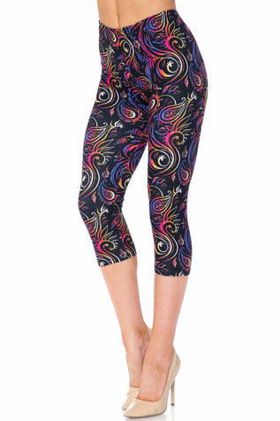 LEG-45 {Blooming Tree} Yellow Floral Butter Soft Capri Leggings EXTEND –  Curvy Boutique Plus Size Clothing
