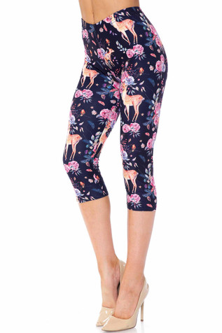 Soft Double Brushed Tropical Pink Flowers Plus Size Leggings
