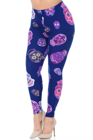 Casual Solid Regular Violet Purple Plus Size Leggings (Women's)