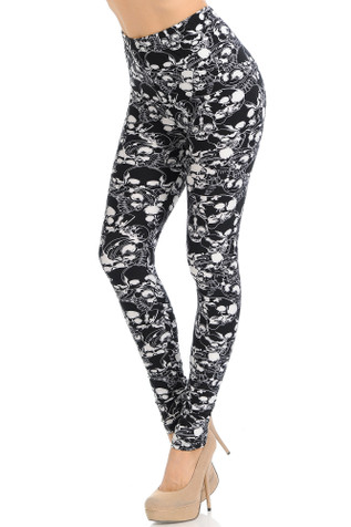 Women's Small-Medium White & Black Skeleton Leggings