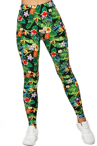 STELLA ELYSE TROPICAL FLOWERS PRINTED COTTON LEGGINGS - Wholesale