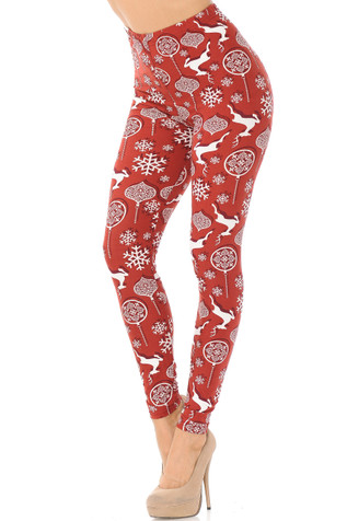 Women's Christmas Leggings High Waisted Yoga Pants Cute Red Wine Glass  Print Legging Tights Skinny Trousers for Women