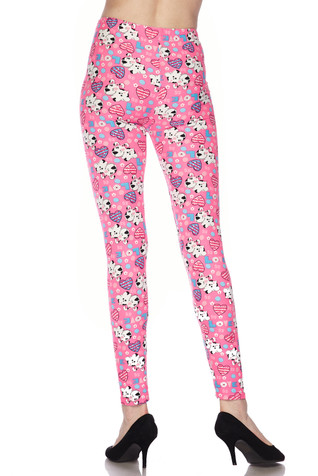 Colorful Rainbow Cartoon Unicorn Print Pink Workout Pants For