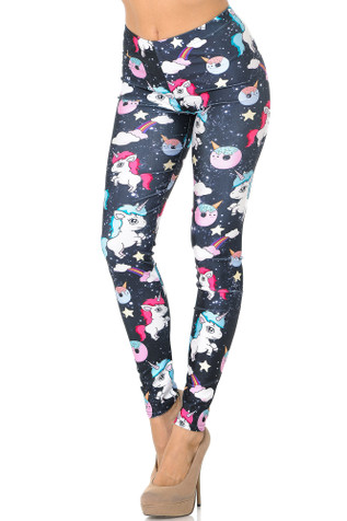 Brushed Soft Navy Unicorn Leggings L/Xl