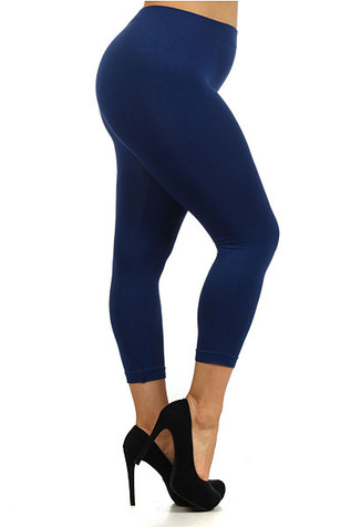 Women's Plus Size Stretch Jersey Capri Length Leggings High