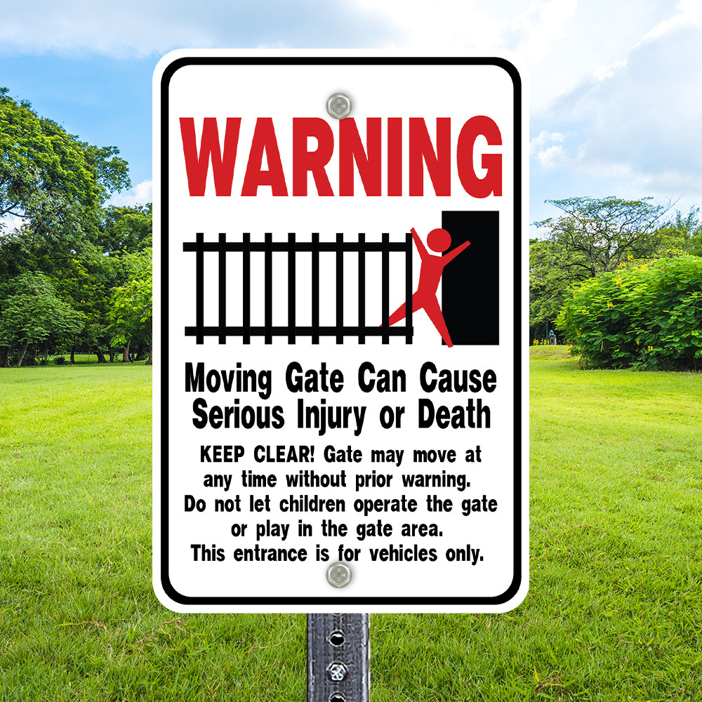 12"x 18" Aluminum Sign: Warning Moving Gate