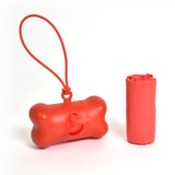 Red Dogbag Bone Dispenser with one extra roll of red tie handle bags