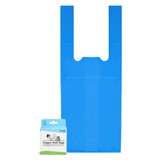 25 blue tie handle dog waste bags in one-at-at-time dispensing box