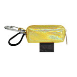 Gold Glitter Holographic Deluxe Duffel Poop Bag Dispenser with Tie Handle Dog Waste Bags with Adjustable Hook- and-Loop Strap and Metal Carabiner Clip