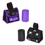Purple Paw and Black Skull Pouch Waste Bag Holder