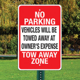 12"x 18" Aluminum Sign: No Parking Vehicles Will Be Towed