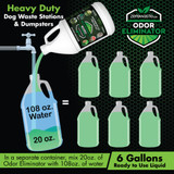 Mix 108 oz. of water with 20 oz. of Zero Waste USA® Odor Eliminator for heavy duty applications.  Cost per ready to use liquid is less than $11 a gallon.