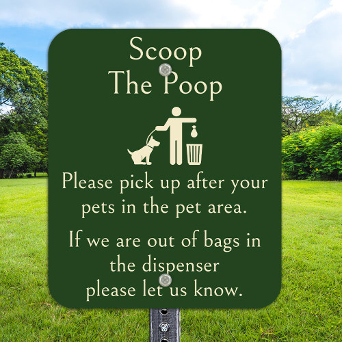 10"x 12" Aluminum Sign: Scoop the Poop