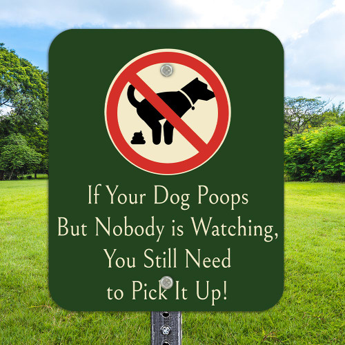 10"x 12" Aluminum Sign: If Your Dog Poops Nobody Watching