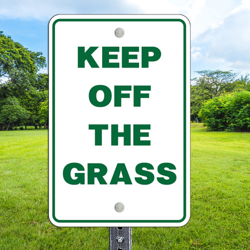12"x 18" Aluminum Sign: Keep Off Grass