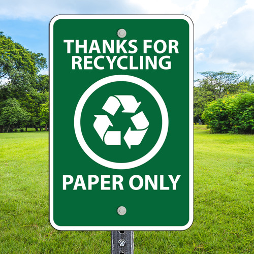 12"x 18" Aluminum Sign: Recycling Paper Only