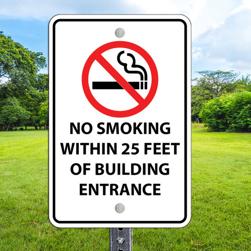 12"x 18" Aluminum Sign: No Smoking 25 Feet